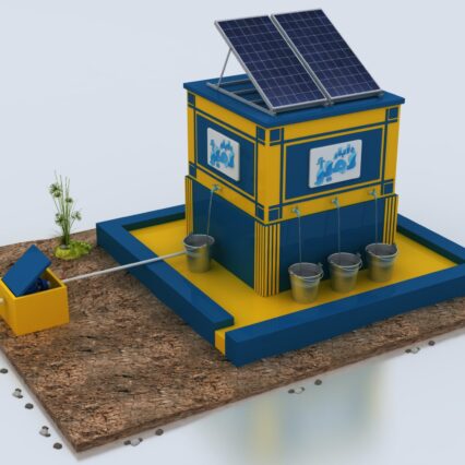 بئر ارتوازي عمودي بالطاقة الشمسيه