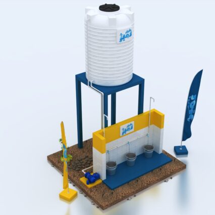 deep Artesian Well with a Tank and Faucets